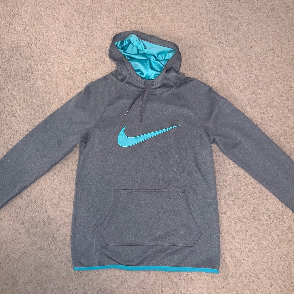 Nike Dri-Fit gray and light blue hoodie
